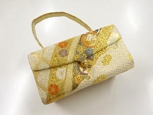 リサイクル　金糸花・蝶模様織り出し和装バッグ
